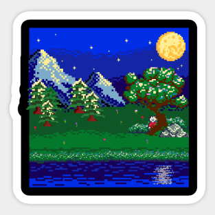 Pixel Night in the Forest Sticker